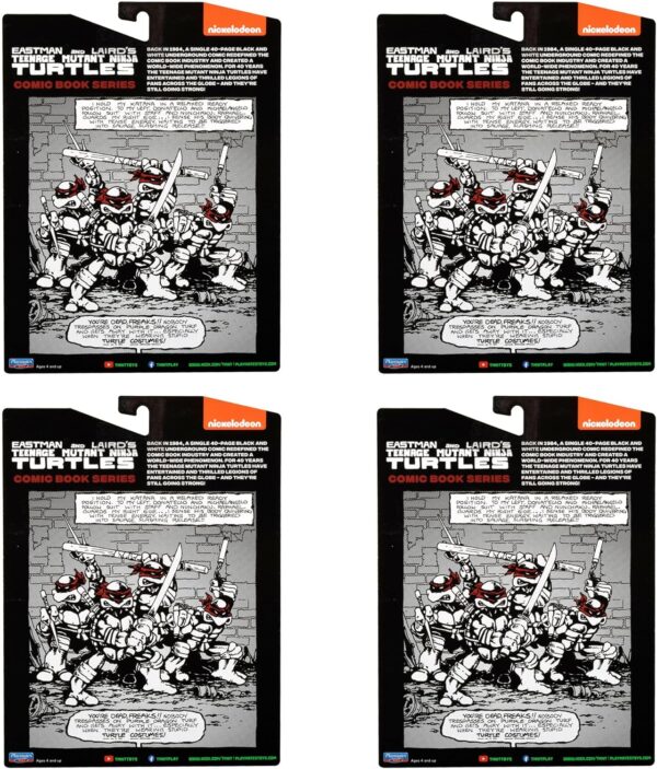 Teenage Mutant Ninja Turtles: Figuras de cómics en blanco y negro con cómic de Playmates Toys - Image 5