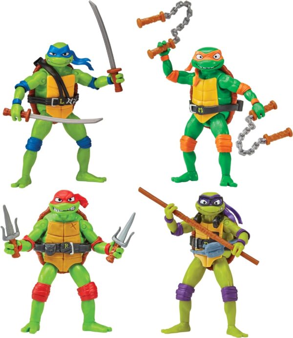 Teenage Mutant Ninja Turtles: Playmates Toys - Paquete de 4 figuras básicas de tortuga Mutant Mayhem